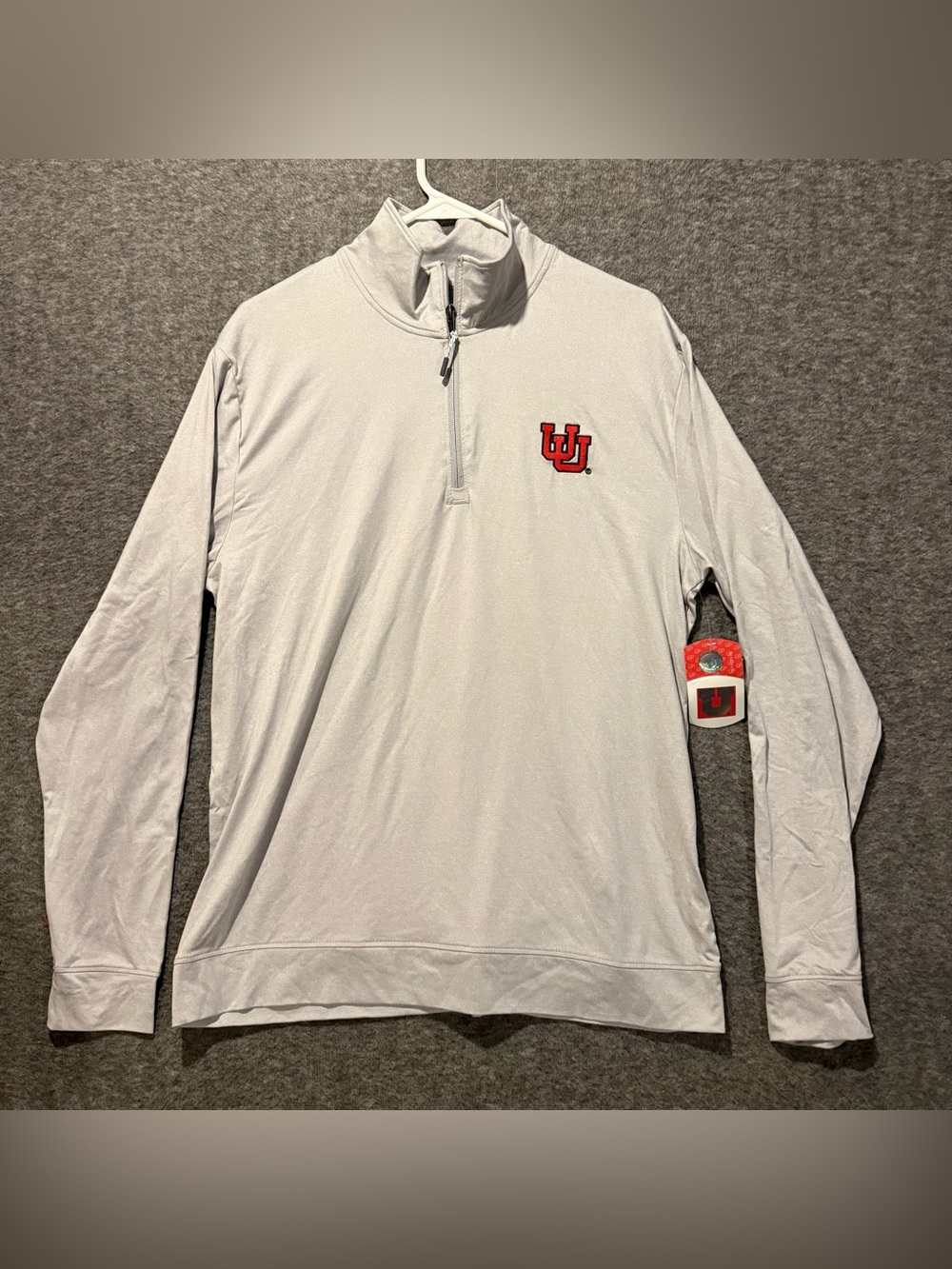 Utah Utes Long Sleeve Tee Shirt Mens M 38-40 Gray 1/4 Zip Performance Soft NWT